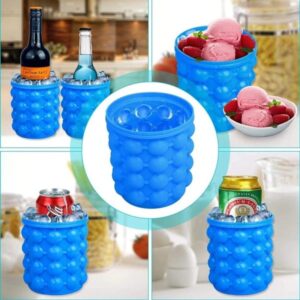 Portable Large Blue Silicone Ice Trays Bucket