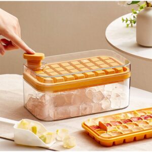 One-button Press Type Ice Cube Mold Box, Yellow
